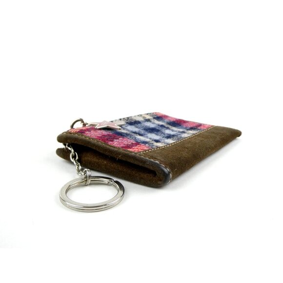 Coach Tartan Wool Mini Skinny Case w/ Keychain & Star Charm - Picture 3 of 14